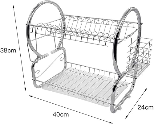 MAYMA 3 Niveaux, Égouttoir à Vaisselle en Métal Chromé, Peut Placer des Planches à découper et des Couverts,avec Plateau - Nail Gallerys