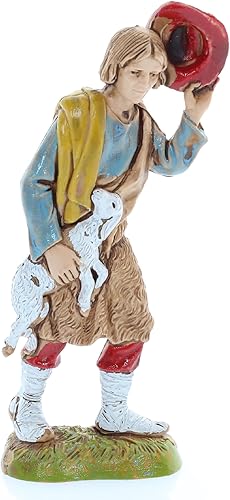 Moranduzzo Berger avec Agneau pour Crèche de 10 Cm Échelle 1:20-Figurines de Crèche Indestructibles-Style 700',Peinture Finition à la Main,Produit Officiel,Fabriqué en Italie,Sculpteur M. Landi - Nail Gallerys