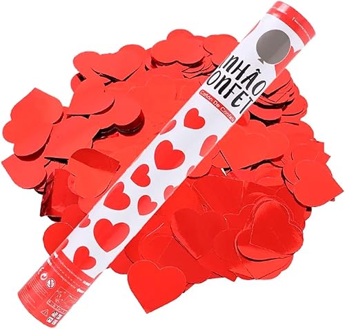 Tradineur Lot de 6 canons à confettis à air comprimé, popper, cracker à confettis, anniversaire, mariage, fête, célébration (Cœurs - 40 cm) - Nail Gallerys