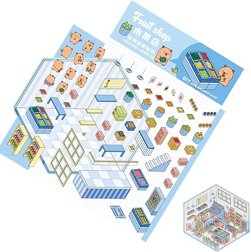Scène adhésive 3D, autocollants Capbara, autocollant scène 3D pour Capbara, autocollants drôles, matériaux d'artisanat artistique, accessoires pour journaux de dessins animés réutilisables - Nail Gallerys