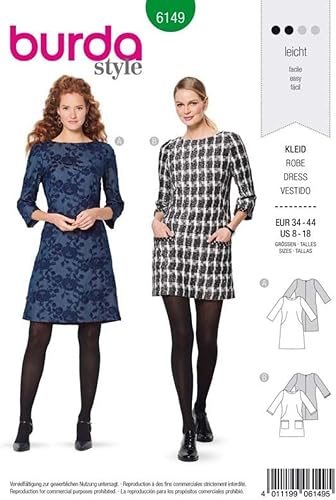 Burda B6149 Patron de Couture, Papier, Blanc, 34-44 - Nail Gallerys