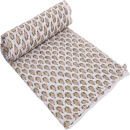 Trade Star Tissu de course 100% coton 3 m Tissu imprimé à la main pour la couture Tissu à coudre ethnique imprimé floral au mètre Beau tissu de couture fait à la main pour l'artisanat - Nail Gallerys