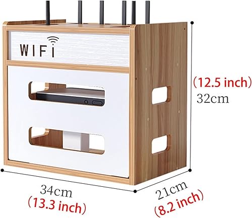 Catekro Boîte de Rangement en Bois pour Modem WiFi, Armoire de Rangement WiFi, Étagère Murale, Étagères Murales (Marron-Bois-OA272) - Nail Gallerys