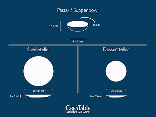 CreaTable, 13139, Serie Catania Mix, Geschirrset, Teller Set 12 teilig, Anthrazit & Sand - Nail Gallerys