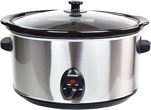 Syntrox Germany – Mijoteuse 8,0 l en acier inoxydable avec fonction maintien au chaud, verre de sécurité et réceptacle en céramique amovible - Nail Gallerys