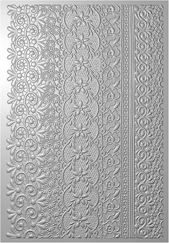 Sizzix Embossing Folder-Lace by Eileen Hull Classeur de gaufrage 3D Dentelle, Gris, Set de 6 Pièces - Nail Gallerys