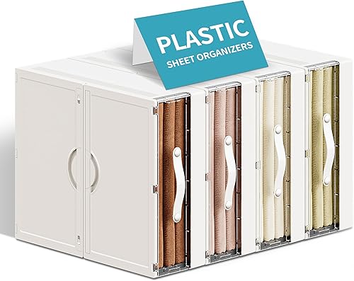MSHOMELY Organiseur et rangement de draps de lit (lot de 4, blanc-transparent) - Nail Gallerys