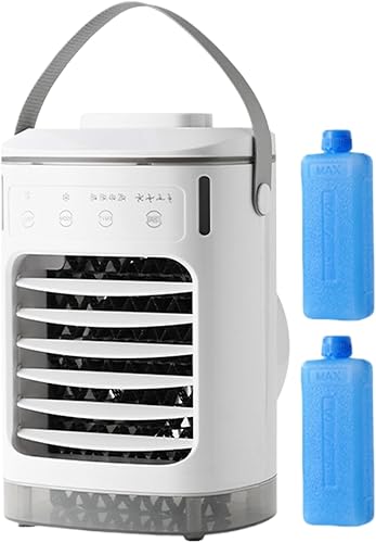 Nudorpn Ventilateur de refroidissement - Ventilateur de refroidissement - Ventilateur personnel AC - Humidificateur d'évaporation avec minuterie - 4 vitesses - Fonctionnement sur batterie - Portable - Nail Gallerys