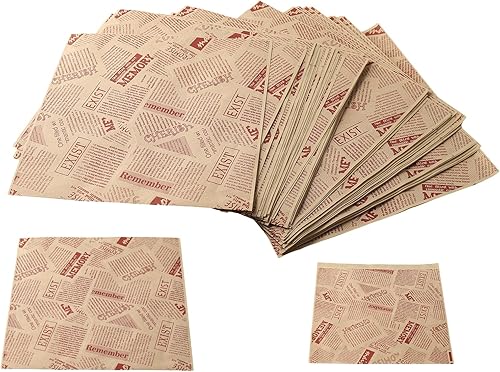 50 PCS Papier Emballage Alimentaire, 18 x 18 cm, Papier Journal Alimentaire, Emballage Sandwich, Papier Burger, Papier Frite, Sulfurisé Résistant à la Graisse pour Hamburger et Frites - Nail Gallerys