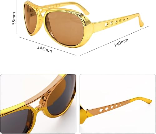 SLEEKEE 1 paire de lunettes dorées style rock hippie années 50 pour décoration de fête masquée - Convient pour les fêtes à thème, accessoires de déguisement d'Halloween - Nail Gallerys