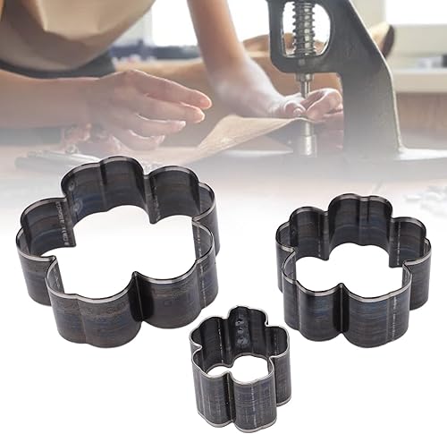 Ensemble de Coupe-fleurs 3 Pièces en Forme de Fleur Ensemble de Coupe-cuir en Acier allié Incisif 1.2in 2in 2.8in Outil de Poinçonnage Creux Ciseaux à Bois - Nail Gallerys