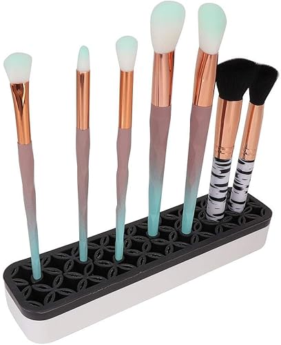 ANGGREK Support pour pinceaux de maquillage, en silicone, multifonction, organisateur de pinceaux de maquillage, noir - Nail Gallerys