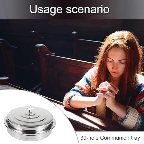 Plateau de communion lisse en acier inoxydable 39 trous pour distribution de pain sacré avec couvercles - Nail Gallerys