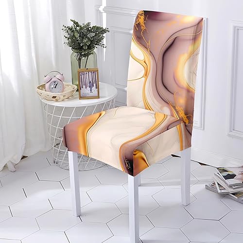 Hixingo Housse de Chaise Salle à Manger,Housse de Chaise 1 2 4 6 Pièces Housse Chaise Lavable,Couverture de Chaise Extensible pour Salle a Manger Décoratione (1 Pièces,Marbre Blanches) - Nail Gallerys