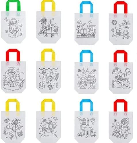 YKKJ Diy Sac de Peinture Sacs de Graffiti et 6 Pcs 12 Motifs Stylos à Colorier Non Tissé - Nail Gallerys