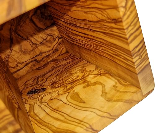 Cleminson Porte-ustensiles fait main en bois d'olivier | Organiseur de cuisine rustique et élégant - Nail Gallerys