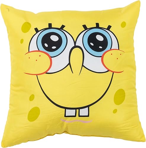 United Labels Coussin en forme de tête de Bob l'éponge - 40 x 40 cm - Jaune - Coussin de canapé décoratif pour fans - Nail Gallerys