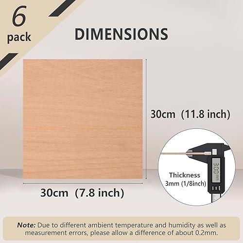 Creatorally Contreplaqué 3mm, Plaque Bois pour Gravure Laser, Planche Hêtre Rouge 30x30 cm 6 Pièces pour Découpe CNC Peinture, Bricolage Projets - Nail Gallerys