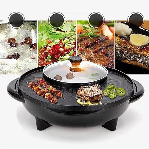 hxoity Barbecue Coréen Shabu sans Fumée Multifonction 1700w Barbecue BBQ Électrique 2 en 1 Et Marmite avec Bouton De Contrôle De Température Réglable pour Mijoter, Faire Bouillir, Frire, Roas(S) - Nail Gallerys