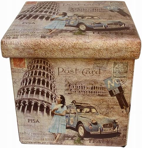 Biscottini Pouf de rangement en similicuir 33 x 33 x 33 cm | Boîte à objets avec couvercle | Cube récipient | Pouf de rangement pliable - Nail Gallerys