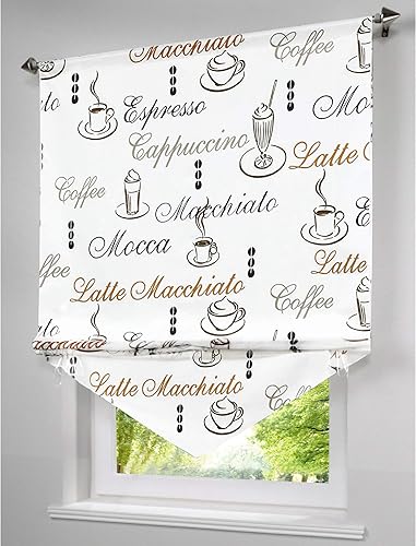 1 Pièce Store Romain Passe Tringle Semi-occultant Motif de Tasse à Café Décoration pour Café Cuisine (LxH 60x140cm, Tasse à Café) - Nail Gallerys