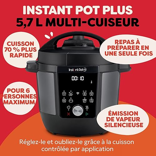 Instant Pot - Multicuiseur Plus 9-en-1 5,7 L Acier inoxydable brossé : Autocuiseur, Mijoteuse, Cuiseur à riz, Poêle à sauter, Yaourtière, Maintien au chaud, Cuiseur vapeur, Sous-vide, Stérilisateur - Nail Gallerys