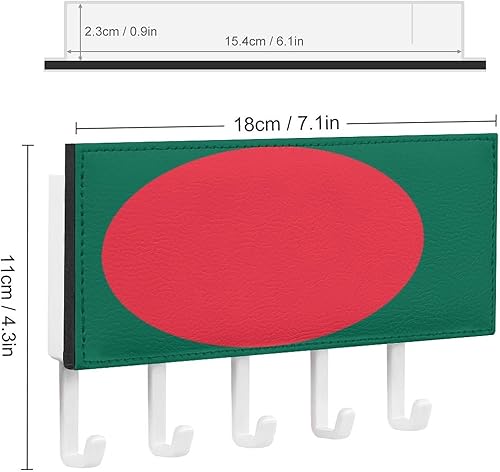 Porte-clés drapeau national de l'Algérie pour mur, porte-courrier et porte-clés pour entrée, porte-clés rustique avec 5 crochets, support mural pour entrée, vestiaire, couloir - Nail Gallerys