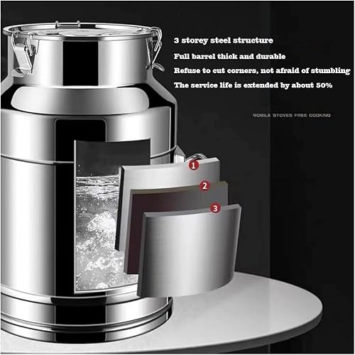 Bidon à lait en acier inoxydable avec couvercle hermétique et robinet – Seau à vin 5 L – Bidon à huile – Classe énergétique A - Nail Gallerys