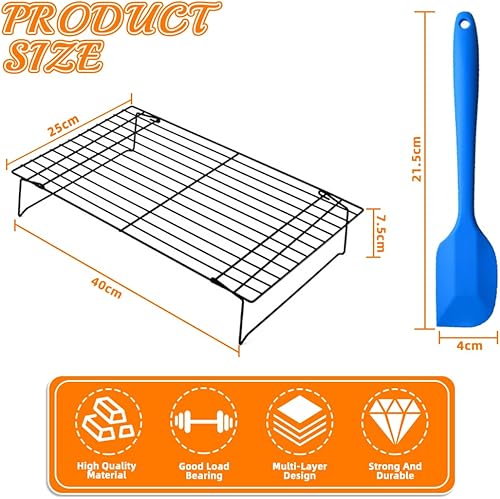 SLTAXAR Cadre en maille métallique à trois couches 3 PCS Grille de Refroidissement Patisserie Metal, 40 * 25cm Grille de Refroidissement Empilable Grille de Refroidissement Rectangulaire Antiadhésif - Nail Gallerys
