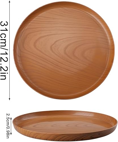 Rongxze Lot de 3 grands plateaux ronds pour fête, bar, café, maison, restaurant, serveur, 31 cm, matériau PP (marron) - Nail Gallerys