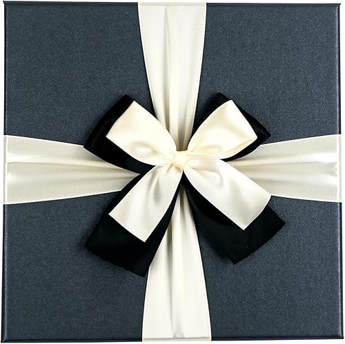 Emartbuy Lot de 12 boîtes cadeaux rectangulaires en kraft Noir avec couvercle Transparent et ruban satiné 21 x 12,5 x 2,5 cm - Nail Gallerys