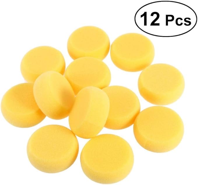 Nice and Deft12 pièces éponges d'artiste Aquarelle synthétiques Rondes pour Peinture Artisanat poterie (Jaune) Outil d'éponge Ronde de Peinture éponges de potier - Nail Gallerys