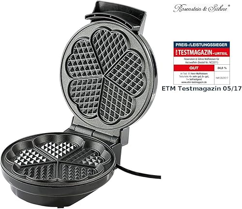 Rosenstein & Söhne Gaufrier pour 5 gaufres en forme de cœurs - Nail Gallerys