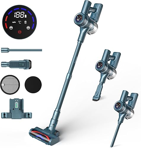 HAIMEEC Aspirateur Balai sans Fil Anti Acarien, 120,000 TR/Min, Max 50 Minutes Runtime, Filtre HEPA, Aspirateur avec Écran Intelligent Cordless Vacuum Cleaner - Nail Gallerys