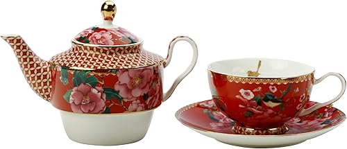 Maxwell & Williams TC Silk Road Service à thé pour 1 personne 3 pcs. tasse rouge 280 ml - Nail Gallerys