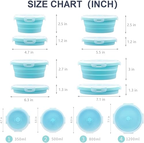 Lot de 4 bols pliables en silicone avec couvercles, pour le stockage et l'organisation des camping-cars, accessoires de cuisine sans BPA, passent au micro-ondes, au lave-vaisselle,Vert - Nail Gallerys