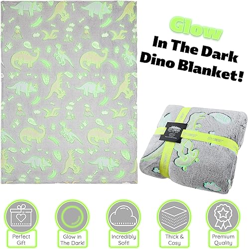 CityComfort Plaid Polaire pour Lit Enfant, Couverture Polaire Bébé Motif Dinosaure, pour Lit Enfants Garçons Filles, Couverture Phosphorescente Douce - Nail Gallerys