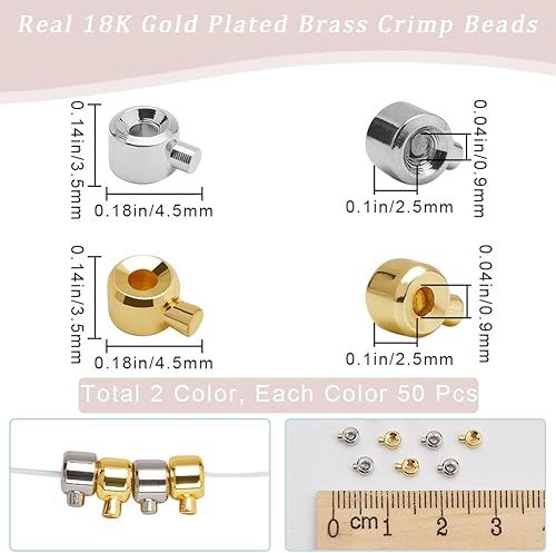 Beebeecraft 100 pièce de Perles à Sertir en Laiton Plaqué Or 18 carats, Breloques en Or et Argent, Perles D'Espacement en Vrac de 4.5x3.5 mm, Résultats de Perles en Métal pour la Fabrication - Nail Gallerys