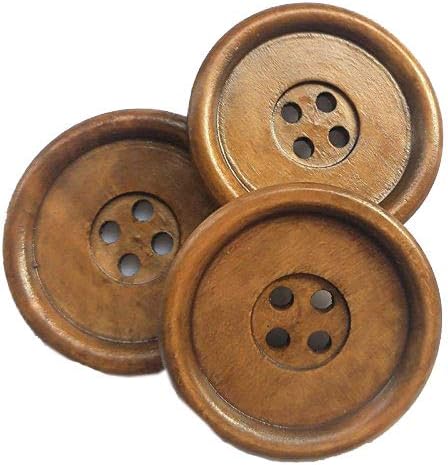 Chenkou Craft Lot de 20 Big Taille 40 mm 1 1/5,1 cm Boutons en bois rond 4 trous coudre Bouton marron - Nail Gallerys