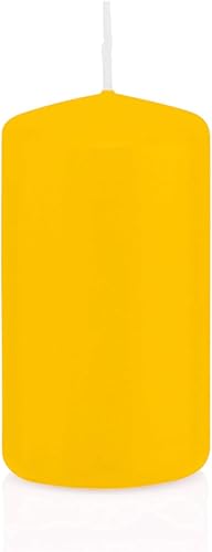 INNA-Glas Bougie cylindrique Maeva, Jaune, 10cm, Ø5cm, 23h - Made in Germany - Bougie Votive - Nail Gallerys