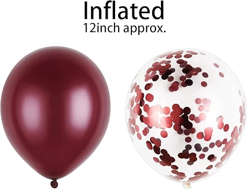 Kit de 120 Ballons Bordeaux - Guirlande en Latex, Confettis Rouge Vin Marron à Paillettes pour Mariage, Baby Shower, Anniversaire, Décoration - Nail Gallerys