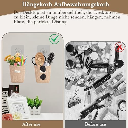 Lot de 4 paniers suspendus en coton et lin - Petit panier de rangement pliable - Pour objets et jouets - Nail Gallerys