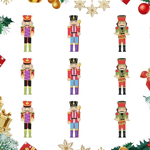 Décoration de Noël Casse-Noisette,9Pcs Casse Noisette en Bois Ornements Suspendus Mini Soldat Casse Noisette Décoration d'arbre Faite à la Main pour Sapin de Noël,Cadeaux de fête - Nail Gallerys