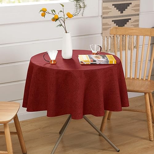 Deconovo Nappe de Tables Effet Lin Grossier Anti-tâche Imperméable, Extérieur Nappe de Restaurant, 130×280 CM, Gris Foncé - Nail Gallerys