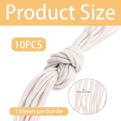 Cordon en coton pour macramé - 10 m x 4 mm - Blanc - Pour suspendre des photos, ornements, projets d'artisanat, décorations d'intérieur, loisirs créatifs - Nail Gallerys