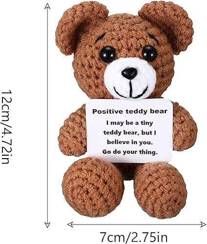 ccuzs Emotional Support Design Crochet Bear, Positive Bear Crochet Doll, Knitted Animal Bear, Soft Crochet Bears Figure 12x7cm for Kids, Present, Bed Room, Living Room, Brown Color - Nail Gallerys