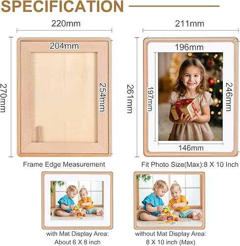 Kattepote 8x10 pouces Cadre photo 20x25 cm, à poser ou à fixer au mur, pour photo 20 x 25 cm maximum et avec passe-partout pour photo 15 x 20 cm, en hêtre naturel. - Nail Gallerys