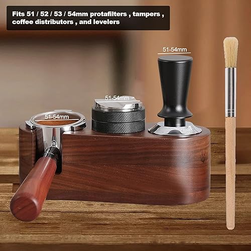 mumisuto Tamper Station Espresso 51-54mm, Station de Bourrage pour Barista, Support de Bourrage de Café Réglable en Bois, Espresso Tamper Station pour le Stockage des Accessoires de Café - Nail Gallerys