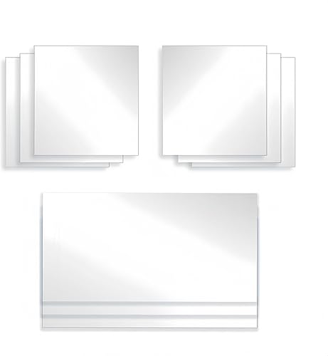 Vidsmow 9 PCS Feuilles Autocollantes Miroir Flexibles, Non en Verre, pour Carrelage, Décoration Murale et Bricolage, Dimensions 15 x 15 cm et 15 x 23 cm, Miroirs Adhésifs pour Créativité - Nail Gallerys
