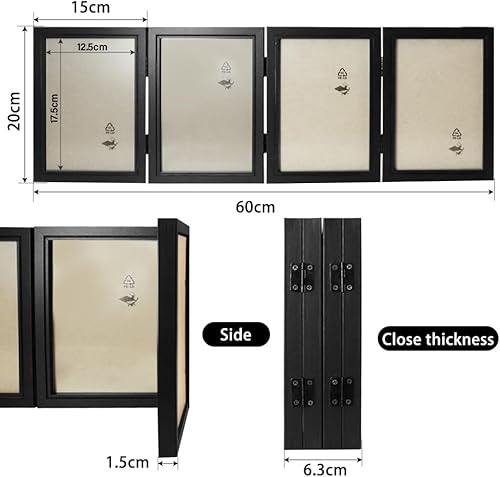 Getyjoe Cadre Photo Multiple 4 Photos Cadre Photo en Bois Pliant à Charnière Pour Famille Amis Cadres Photo DIY 12.5x17.5 cm Adapté à la Décoration Murale de Bureau de Photos（Noir） - Nail Gallerys